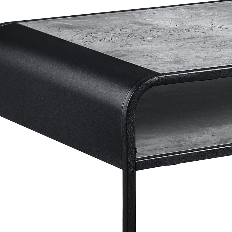 Table en béton gris et noir - 21,86 po Café profond avec une conception moderne de construction 45 Profondeur de l'emballage pour la protection pendant l'expédition
