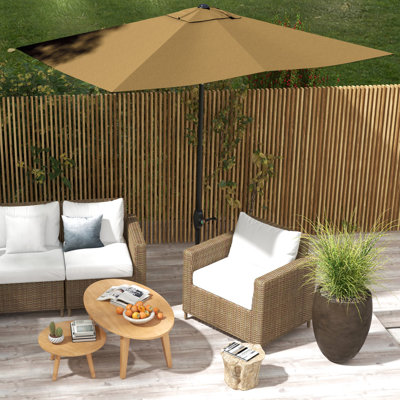Parasol de terrasse rectangulaire de 6,5 pi x 10 pi, housse de table d'extérieur avec manivelle et inclinaison sans effort, café, parasol 50 Easy