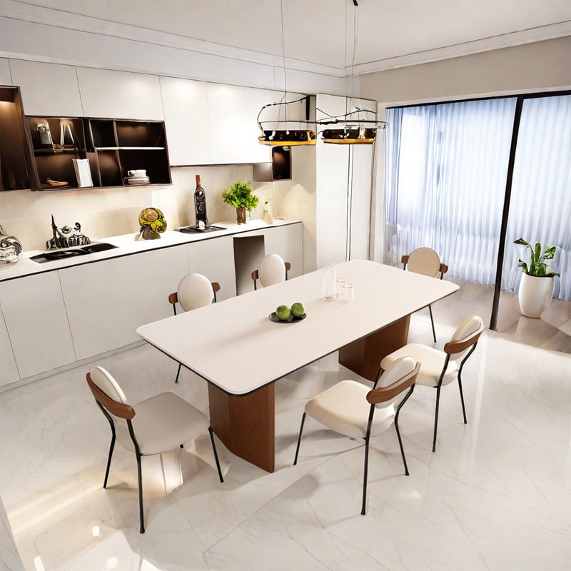 Modern fashion simple rectangular dining table set, 29.5"H x 63"L x 31.5"W