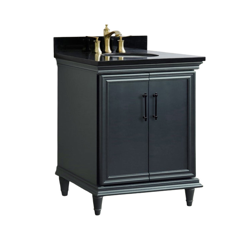 Single Vanity and Oval Sink, 31", Black Galaxy