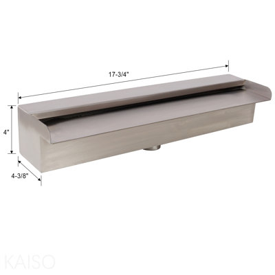 Pool Fountain, Spillway for Swimming Pool Decoration Sheer Descent, Waterfall Fountain for Outdoor Garden Pond, Stainless Steel 17.7"