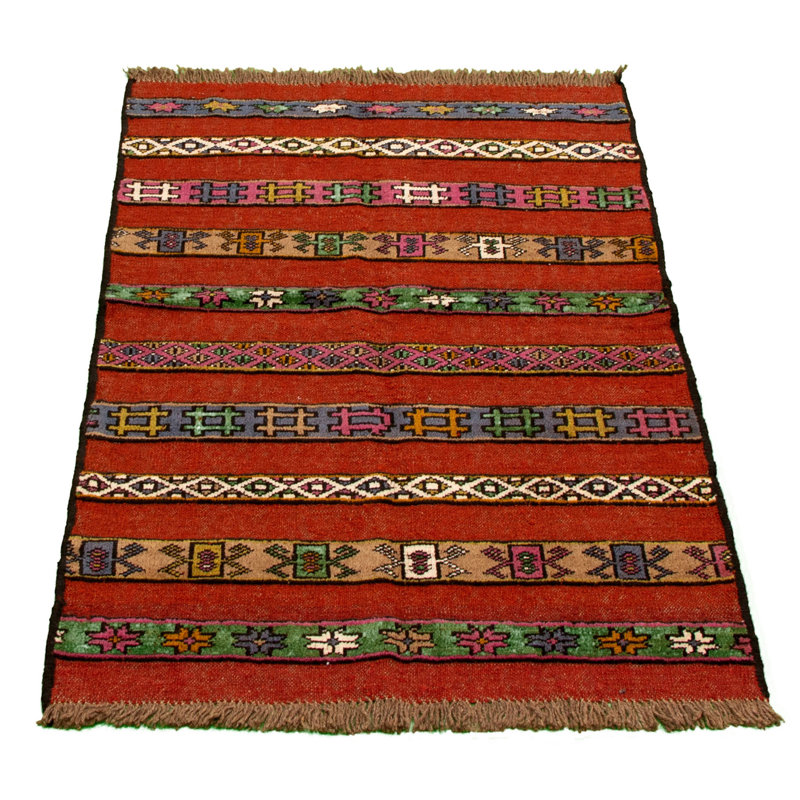 Tapis décoratif en laine cuivre foncé 3 pi 4 po x 5 pi 1 po one-of-a-kind noué à la main new age
