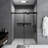 56-60 "W X 76" H Frameless | Single Sliding | Shower Door | 1/4 Inch Transparent Glass With Explosion Proof Film | Stainless Steel Handle | Square Tube Track | Matt Black-121345060