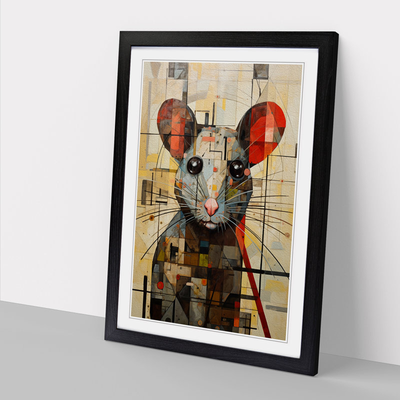 XYZ-FRM-V1223-5413 Rat Constructivism - Single Picture Frame Print on Wood, Black, 46cm H x 34cm W x 2cm D