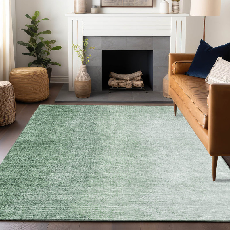 Tapis vert Prisco lavable à la machine de qualité supérieure, Rectangle 2 pi 6 po x 3 pi 10 po