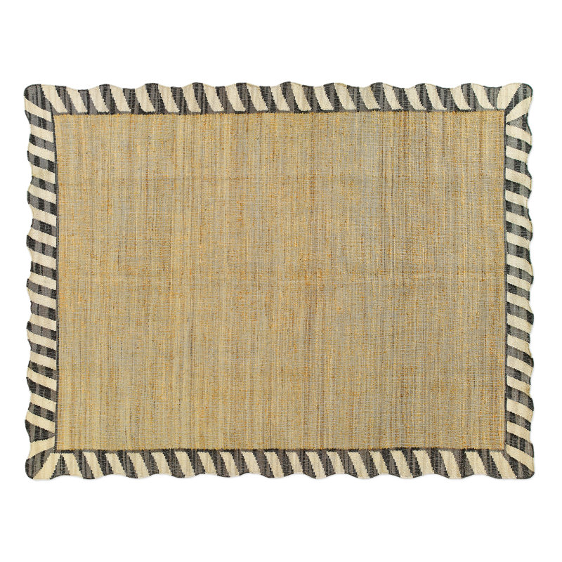 Jute Scalloped Black And White 5' X 8' Rug, Rectangle 8' x 10'