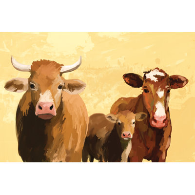 Cow Family - Wrapped Canvas Painting