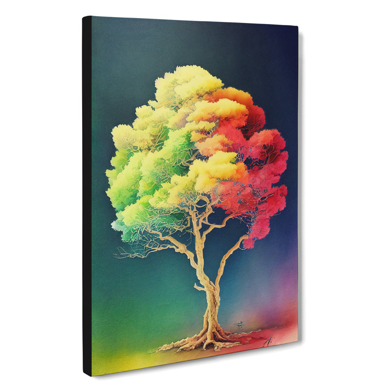 Lone Watercolour Tree No.1 - Wrapped Canvas, 50cm H x 35cm W x 3cm D