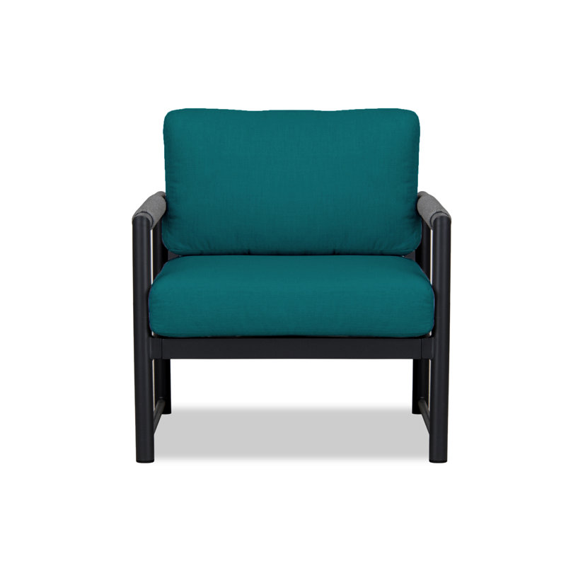 Alto Outdoor Lounge Chair, Spectrum Peacock Sunbrella® Plainweave, Black