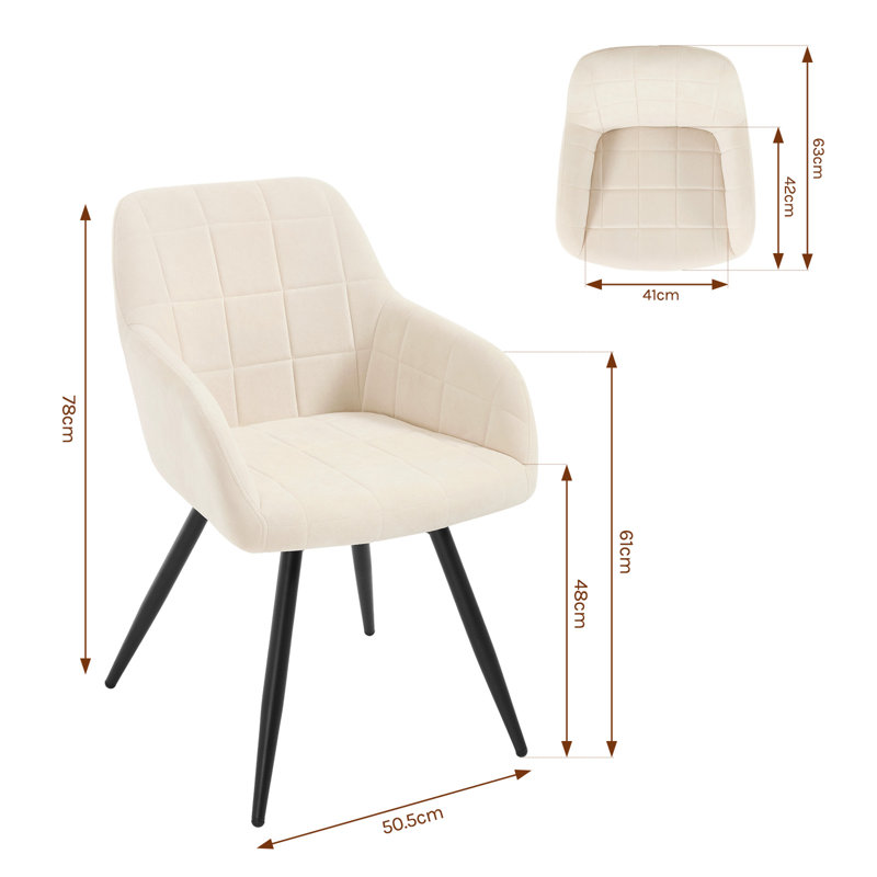 48cm H Velvet Upholstered Armchair, Beige