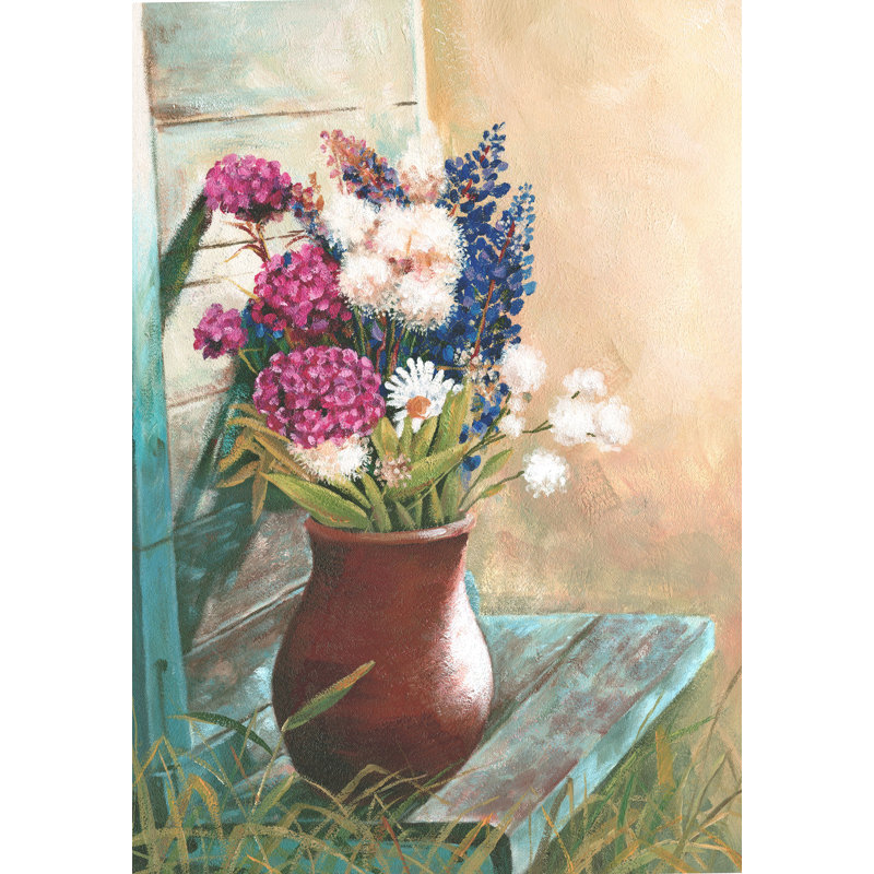 Sunrise Farm Florals - Painting Print, 46cm H x 30cm W, Black Floater Framed