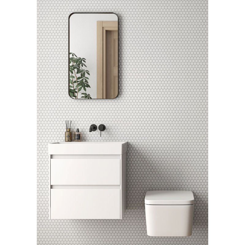 Glossy Bright Pearl White Penny Round 12x12 Porcelain Mosaic for Wall and Floor tile, Pearl White