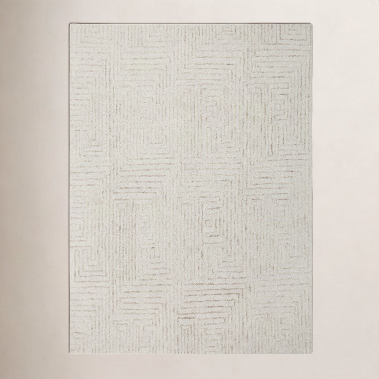 Kalise Hand-Tufted Geometric Wool Rug, Beige, Rectangle 8'9" x 11'9"