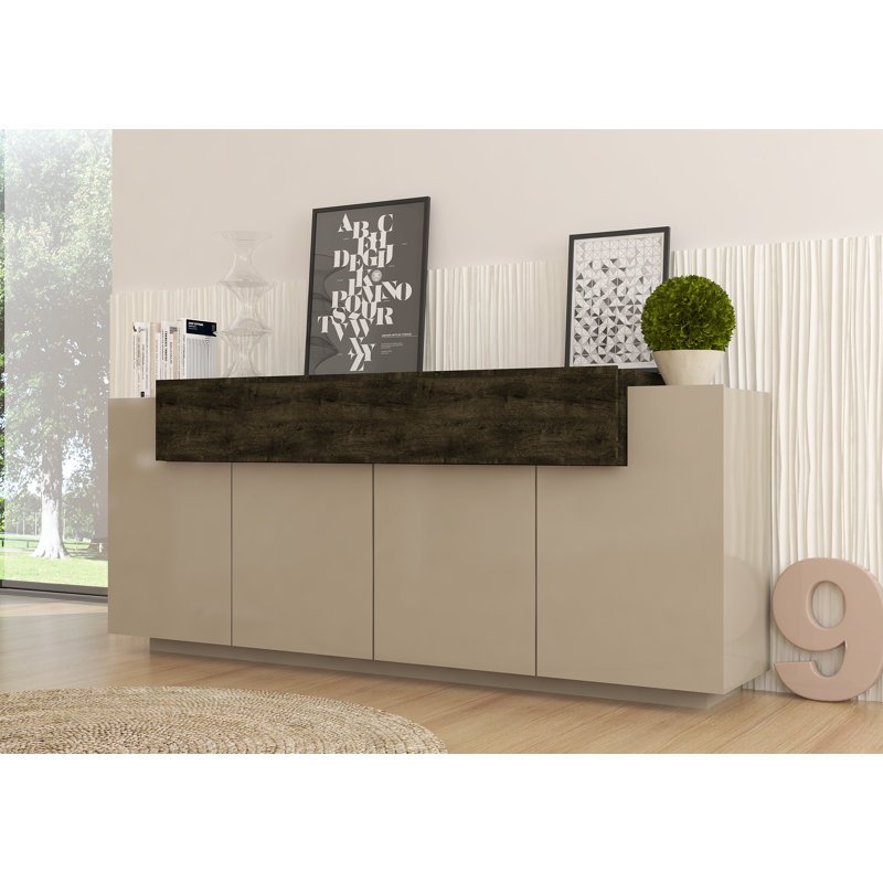 Basinger 200cm Sideboard, Sand/Dark Brown