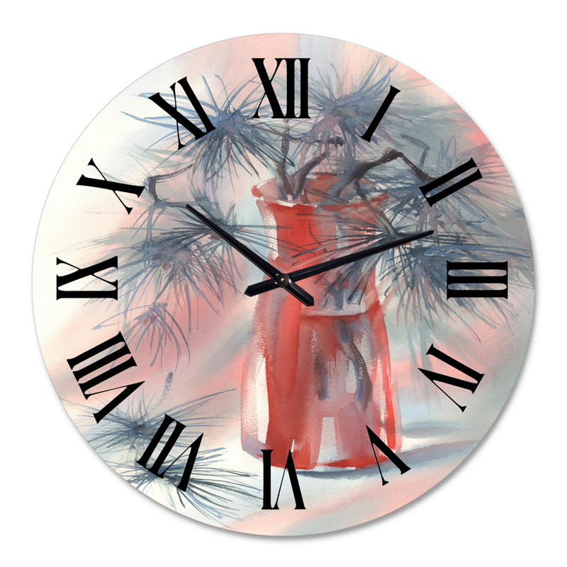 Vase en verre rouge Pine Tree Branches, Grand