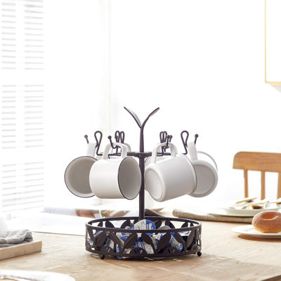 Rotatable Mug Holder Stand With 6 Hooks