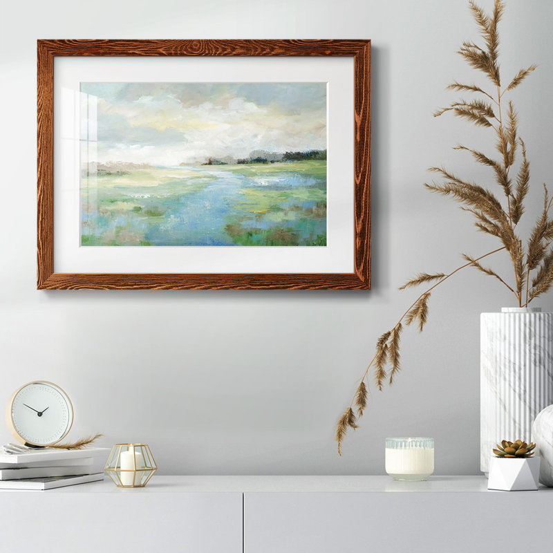 Winding Stream encadré sur papier, Érable, H 18 po x l 26 po x P 1,5 po