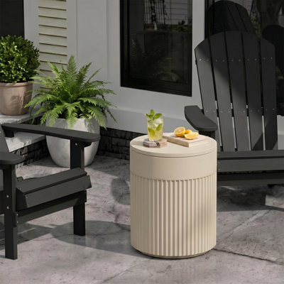 Table d'appoint extérieure 3-en-1 avec rangement - patio, piscine, terrasse