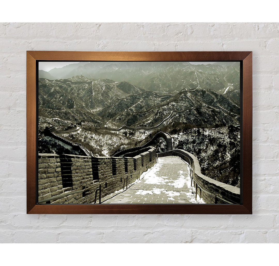 Die Chinesische Mauer in Sepia - Einzelner Bilderrahmen Kunstdrucke