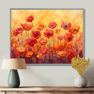 Ikaia orange dansant parmi les fleurs sauvages III - Art mural fleurs sauvages