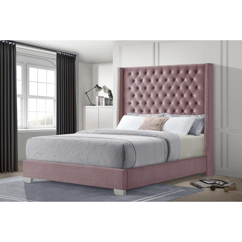 Evelynrose Upholstered Standard Bed, Queen, Pink