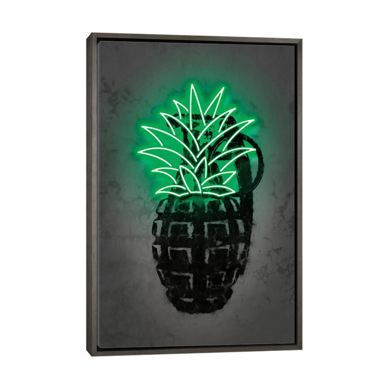 Impression d’art graphique, "Pineapple" par Octavio Mielu, Pas de tapis, H 60 po x l 40po x P 1,5 po