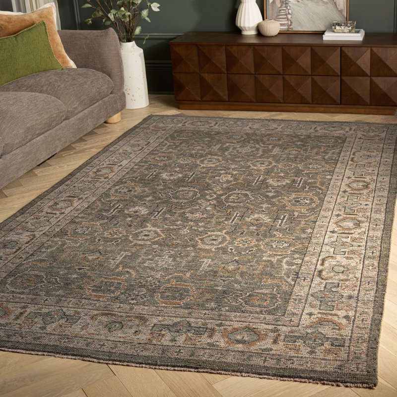 Izmir Hand-Knotted Wool Linen Area Rug, Rectangle 6' x 9'