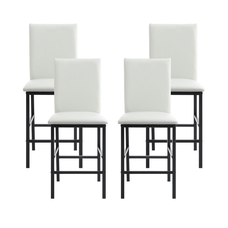Amaro Upholstered Counter Stool with Metal Frame, White