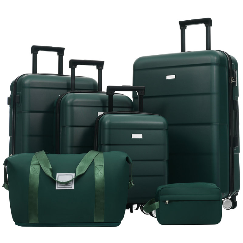Ensembles de bagages Hardshell 6 pièces avec 2 sacs, valise de transport avec poignée et roues pivotantes doubles verrouillables, bagages légers de 16 po + 20 po + 24 po + 28 po