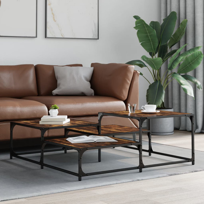 Hovis Four Leg Coffee Table, 40cm H x 107cm W x 107cm D, Smoked Oak