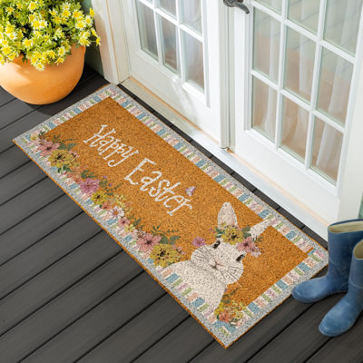 Bunny Blooms Floral Bunny, Coir Mat, 60"x24"