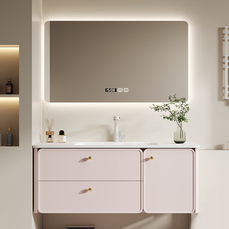 Modern stylish simple bathroom cabinet, 19.7" H x 55.1" W x 21.7" D, Pink