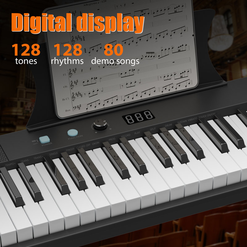61 Key Keyboard Piano, with Pedal, Portable Electric Keyboard Teaching, 40.9" x 15.4" x 9.4"