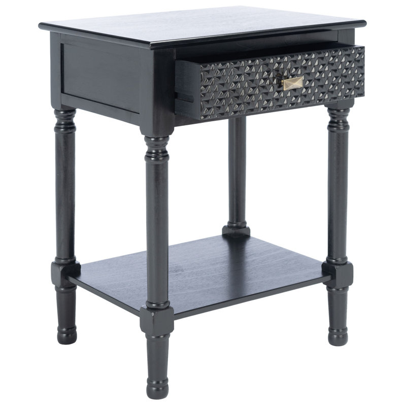 Peters End Table with Storage, Black