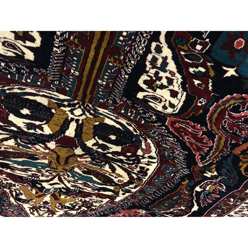 Wool Oriental Area Rug in Rosewood/Beige