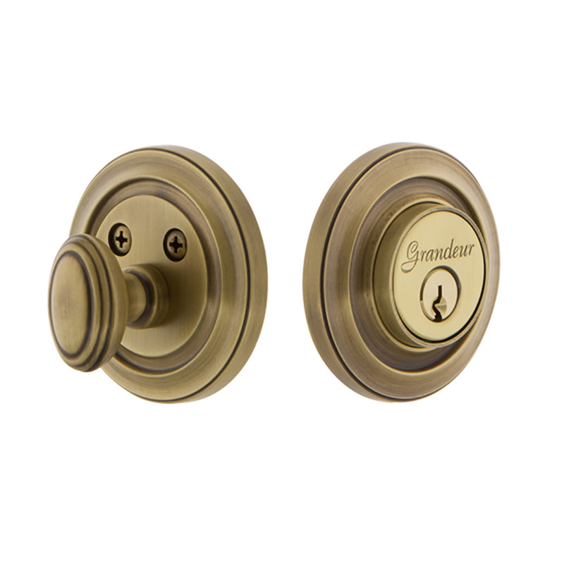 Circulaire Single Cylinder Deadbolt, 2.375", Vintage Brass