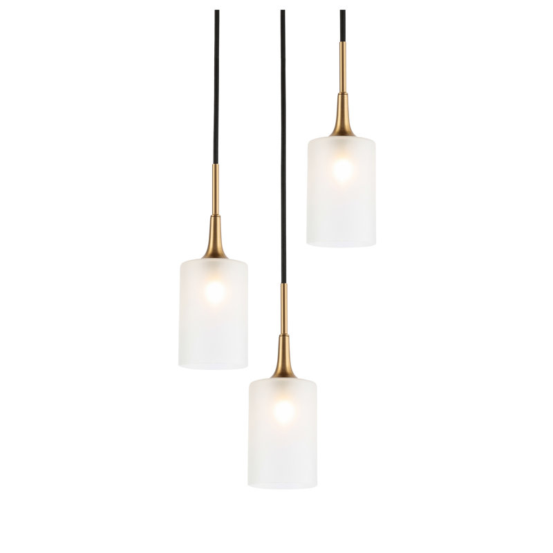 Suspension cylindrique en grappe 3 lumières Shults, Laiton / Bronze, Halogène