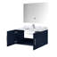Meuble-lavabo bleu marine 91,4 cm x 55,9 cm avec comptoir en marbre, robinetterie et miroir DEL inclus. Résistant aux égratignures et pratique.