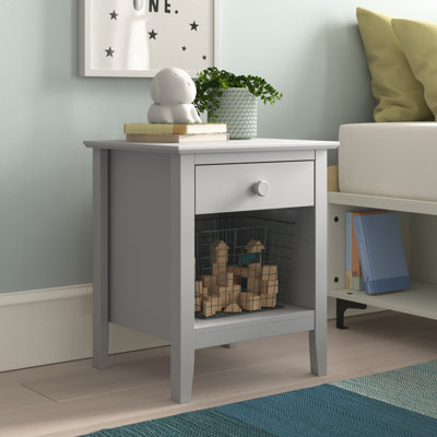 Simplicity Wooden Nightstand in Dove Gray, Bedside Table with Drawer Knobs, Metal Glides, Extra Storage, Perfect for Bedroom, Kids Furniture, Bedroom Set, Living Room, Guest Bedroom