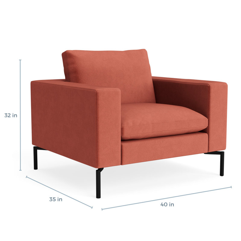 MTO - The New Standard Lounge Chair with Black Legs, Tomato Velvet