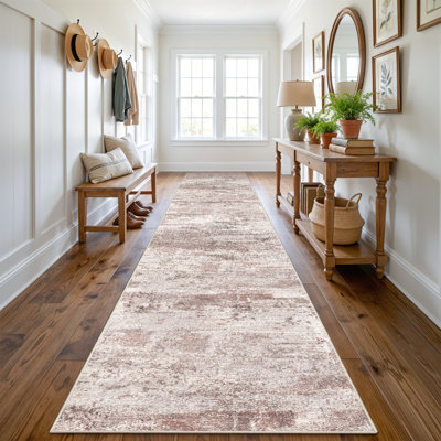 Washable Abstract Area Rug - Rugs for Living Room Large Non Slip Indoor Entryway Rubber Backing Carpet Bedroom Kitchen Distressed Stain Resistant Floor Decor Mat Machine Washable Brown