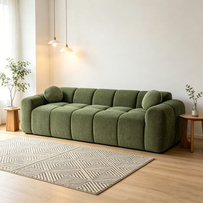 Canapé 98,4 po Corduroy Cloud Compression, canapé 4 places avec coussins pour espaces compacts