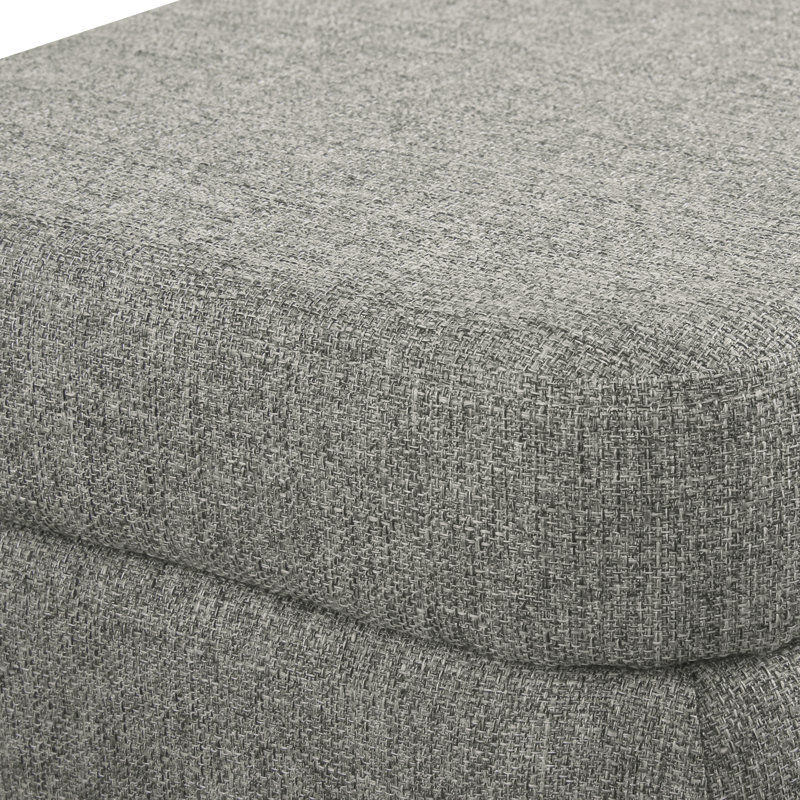 Banc de rangement rembourré Ameelya, Tissé gris durable