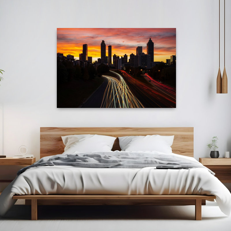Downtown Atlanta Skyline from the Jackson Street Bridge Atlanta Georgia USA 1 Piece Wrapped Canvas Wall Art