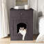 Solid Wood Pet House Cat Litter Box Enclosure With Side Table And Drawer, Indoor Crate, Brown Nightstand For Cats Wooden Crate Table, Home