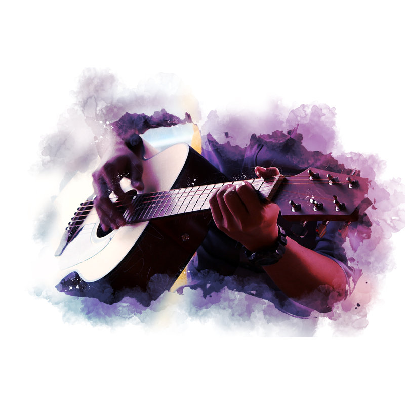 Man Playing Guitar 1 Piece Wrapped Canvas Wall Art, 20cm H x 30cm W x 3.8cm D