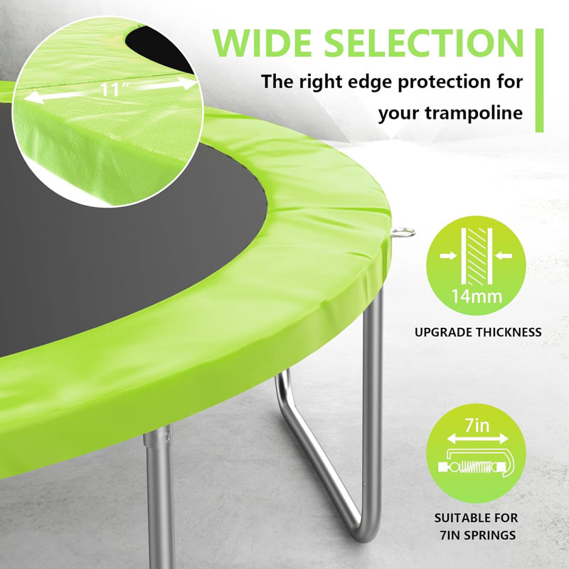SKOK 12FT Trampoline Pad,Foldable Round Trampoline Replacement Safety Pad Mat,Waterproof,Spring Cover, Green