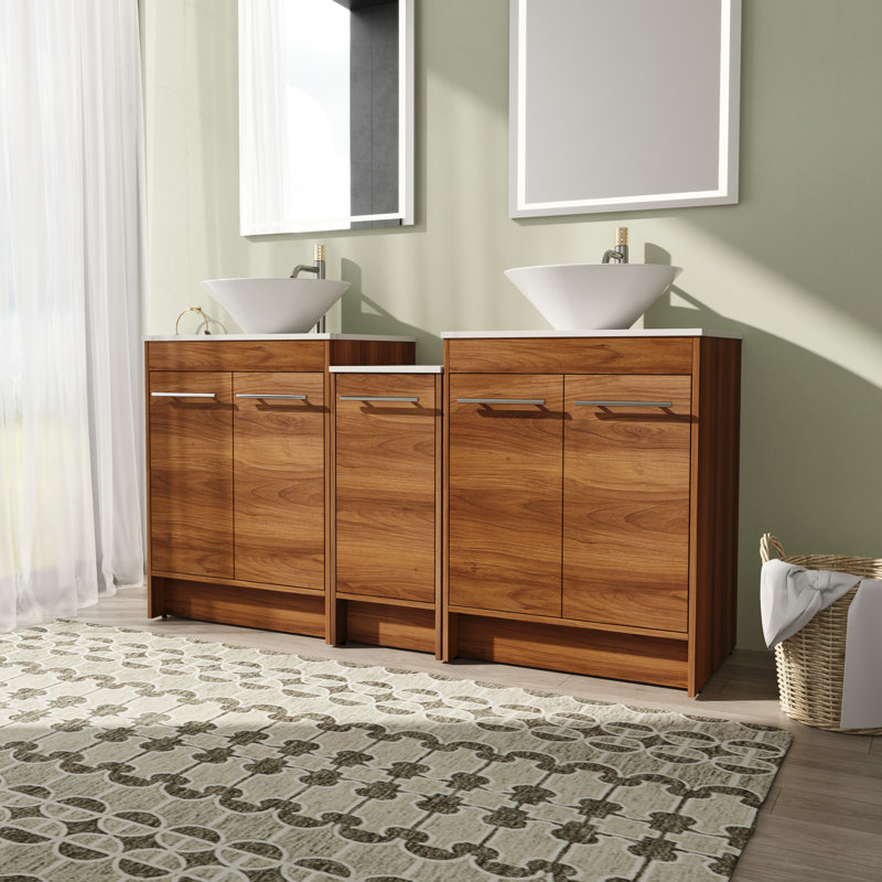 Meuble-lavabo double 58,93 po avec comptoir