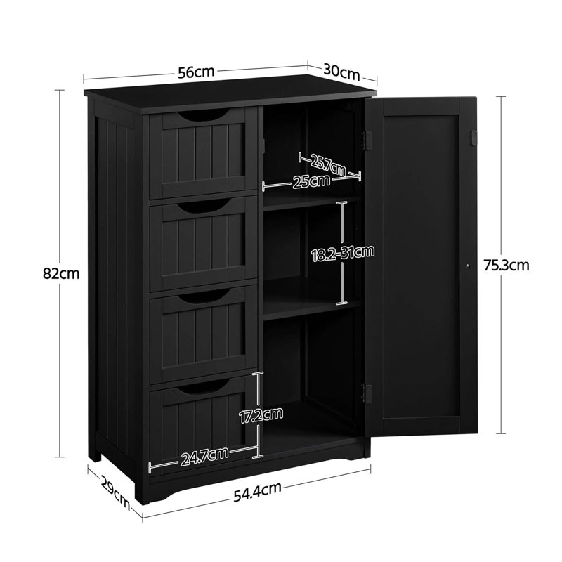 Engineered Wood Bathroom Cabinet, Black