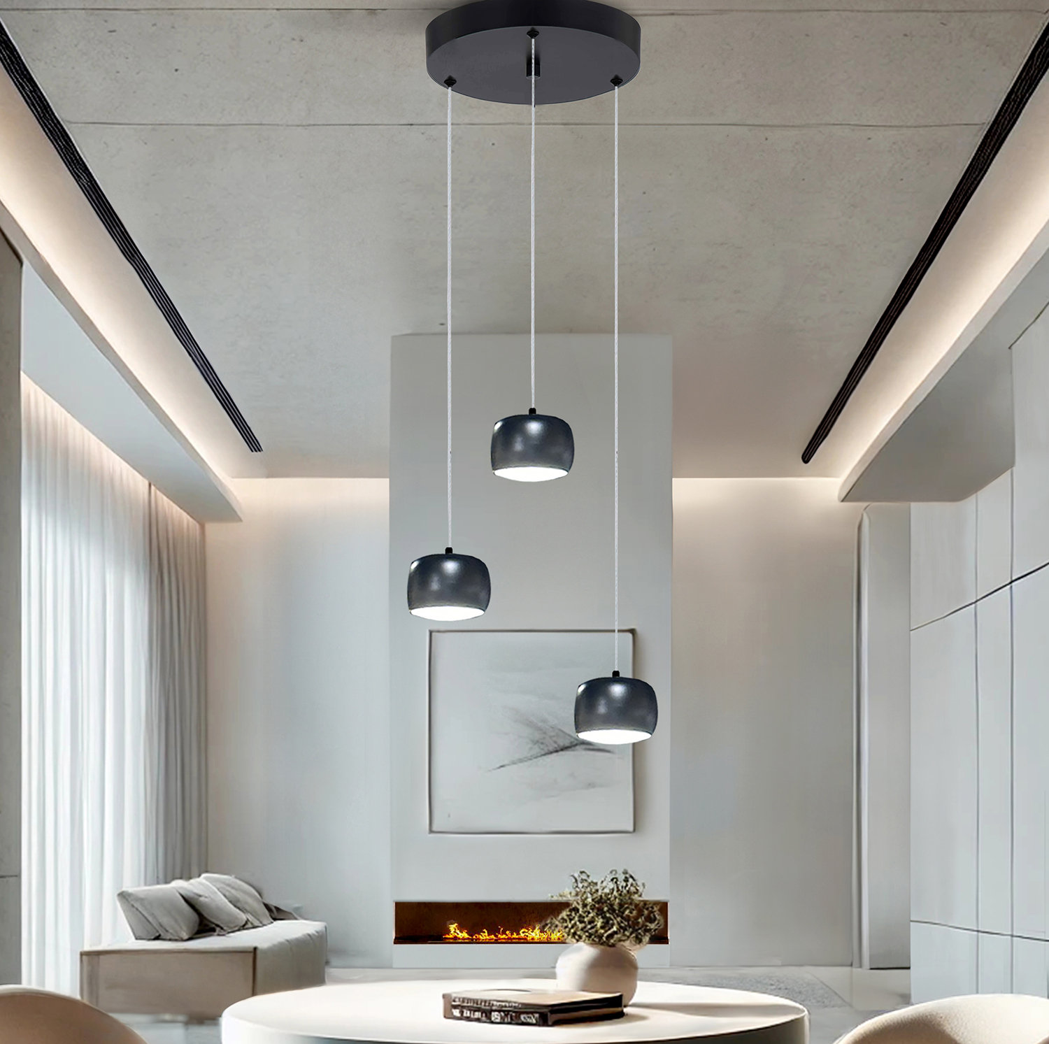 Kerlin 3 Light Metal Dimmable LED Pendant